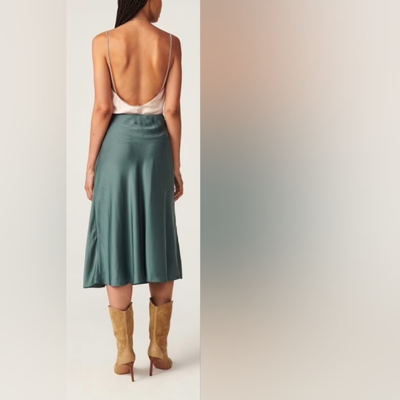 Ba&sh Cintia Green Silk Skirt - Picture 3 of 10